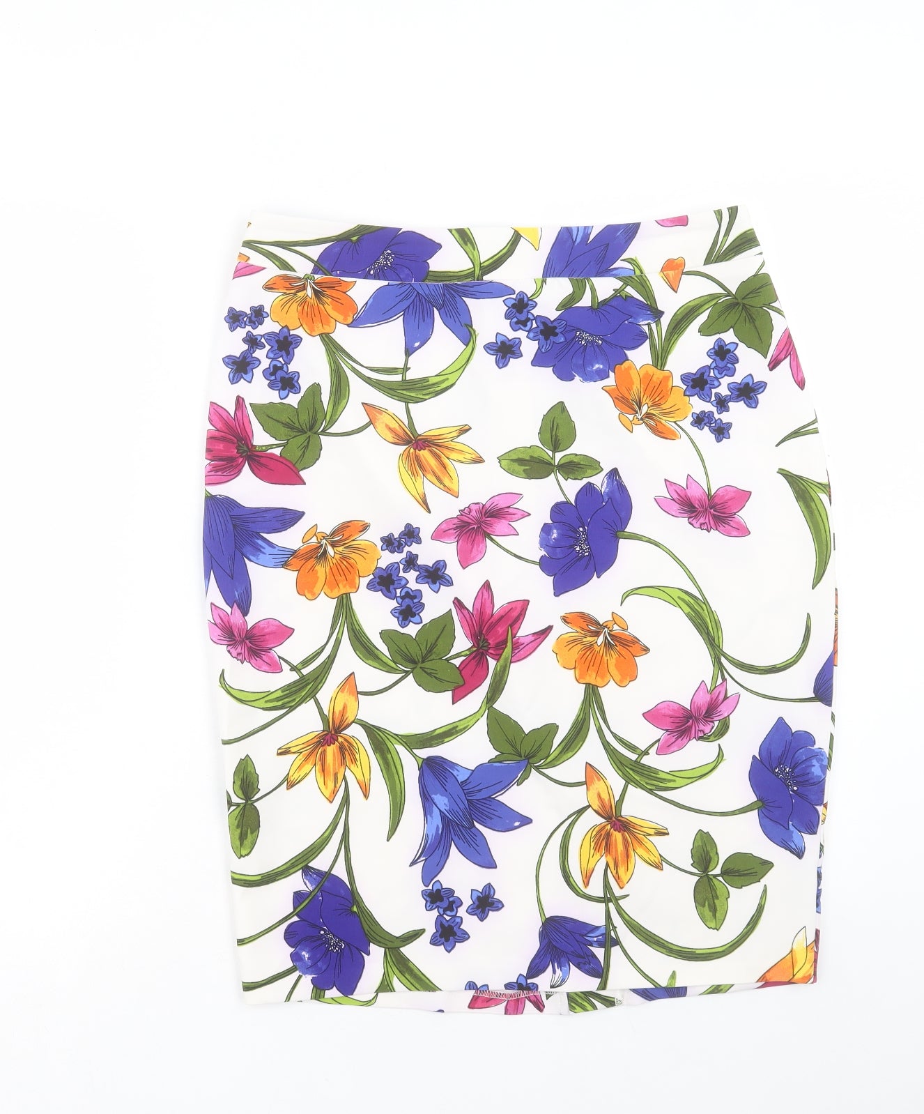 Matalan Womens Multicoloured Floral Polyester Straight & Pencil Skirt Size 14 Zip