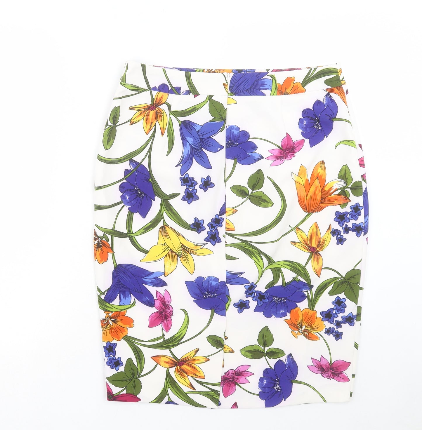 Matalan Womens Multicoloured Floral Polyester Straight & Pencil Skirt Size 14 Zip