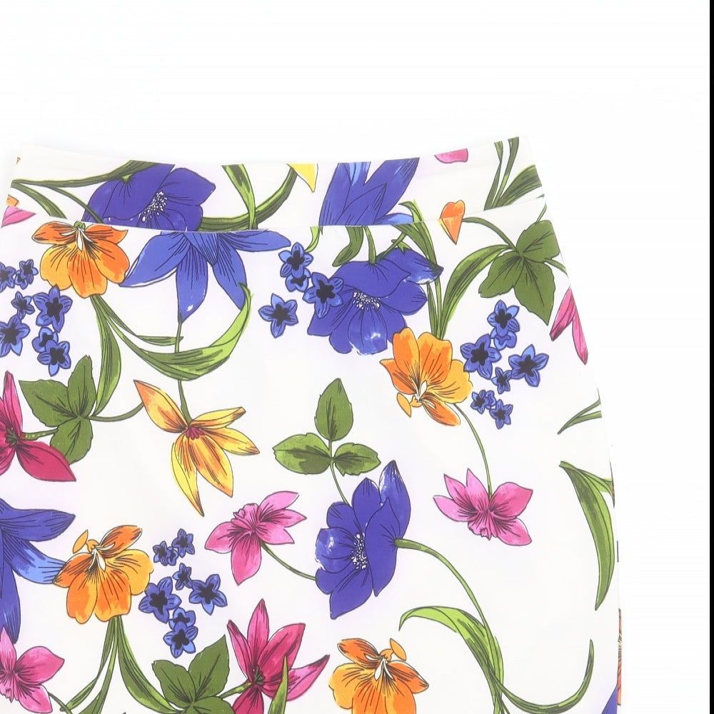 Matalan Womens Multicoloured Floral Polyester Straight & Pencil Skirt Size 14 Zip