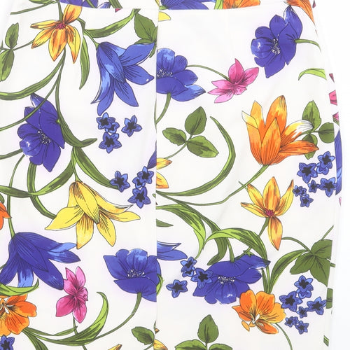 Matalan Womens Multicoloured Floral Polyester Straight & Pencil Skirt Size 14 Zip