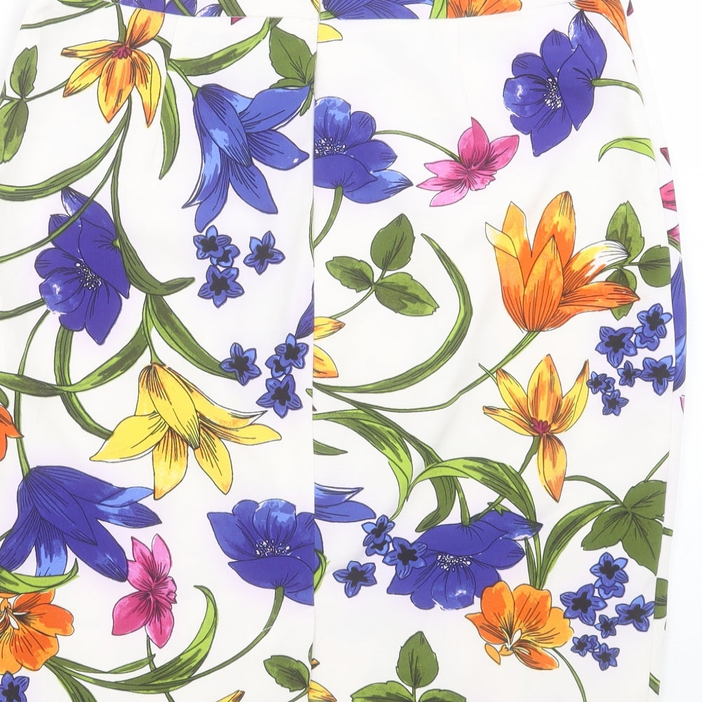 Matalan Womens Multicoloured Floral Polyester Straight & Pencil Skirt Size 14 Zip