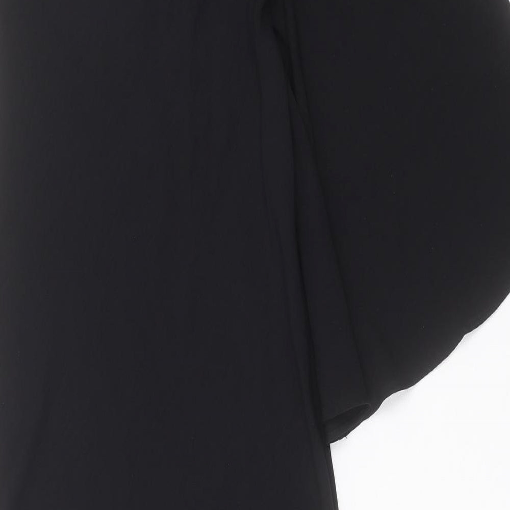 Zara Womens Black Polyester A-Line Size XS Roll Neck Button