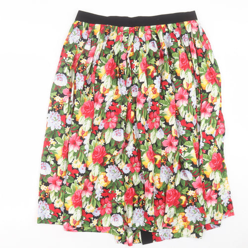 Chiemsee Womens Multicoloured Floral Polyester A-Line Skirt Size 36 in Regular Button