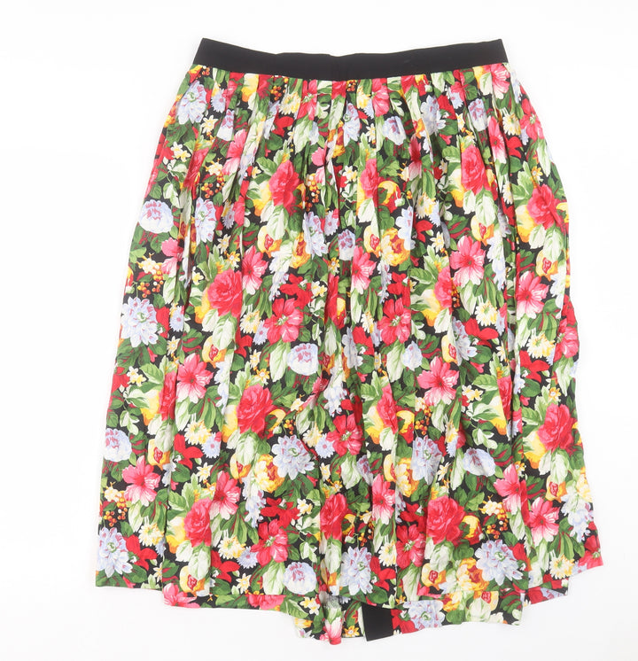Chiemsee Womens Multicoloured Floral Polyester A-Line Skirt Size 36 in Regular Button