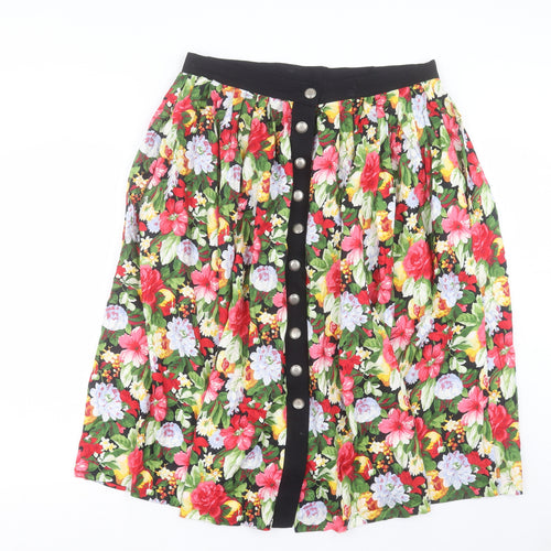 Chiemsee Womens Multicoloured Floral Polyester A-Line Skirt Size 36 in Regular Button