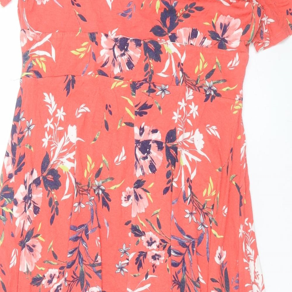 Bonmarche` Womens Pink Floral Viscose A-Line Size 16 Boat Neck Pullover