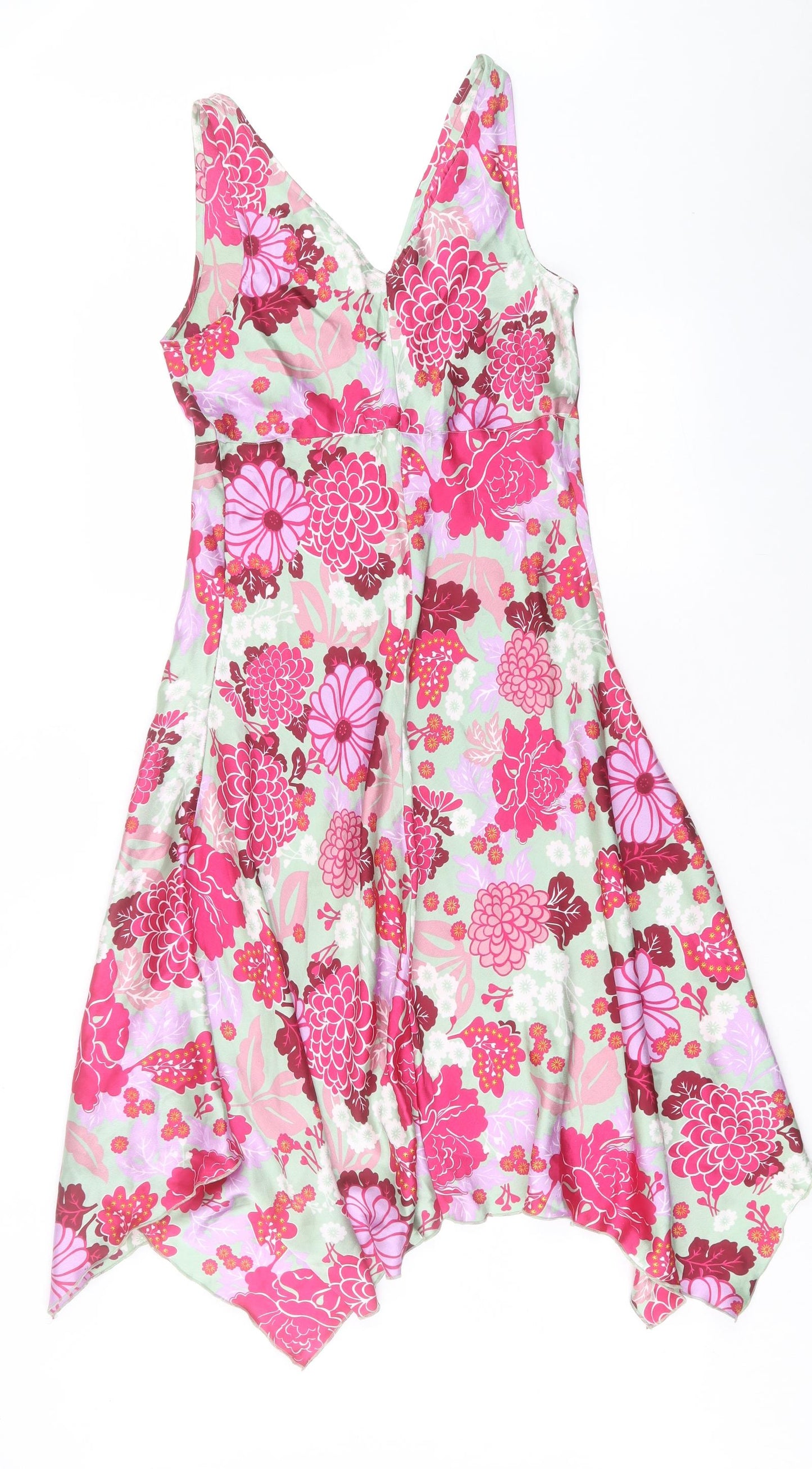 Uttam London Womens Multicoloured Floral Polyester A-Line Size M V-Neck Pullover - Asymmetric