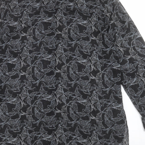 Paraphrase Womens Black Geometric Polyester Basic Button-Up Size 14 Collared