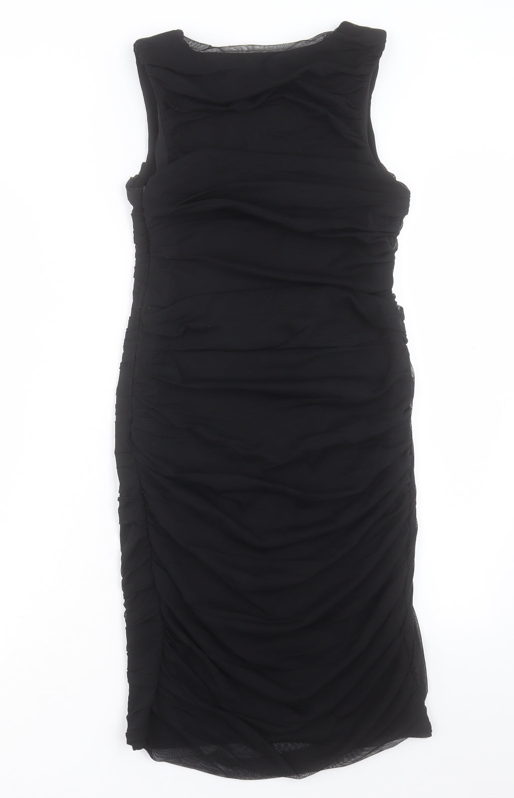 Savida Womens Black Polyester A-Line Size 12 Crew Neck Zip