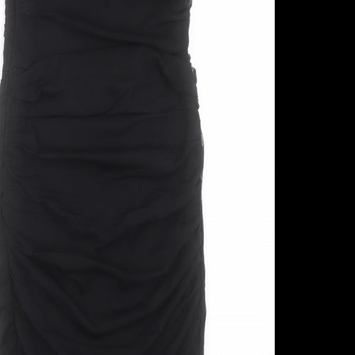 Savida Womens Black Polyester A-Line Size 12 Crew Neck Zip