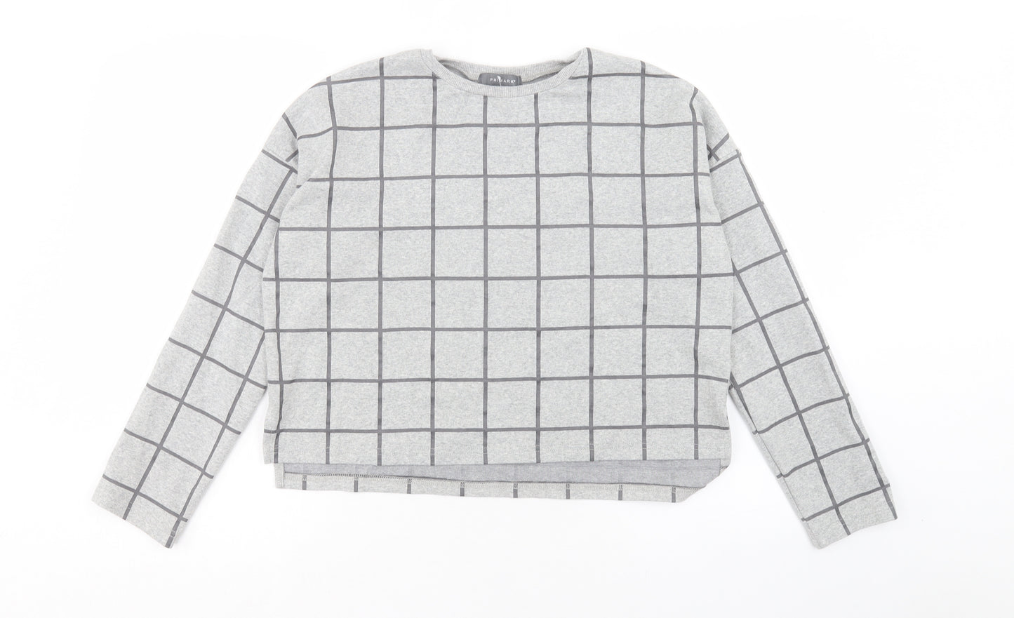 Primark Womens Grey Check Polyester Pullover Sweatshirt Size S Pullover - Size 10-12