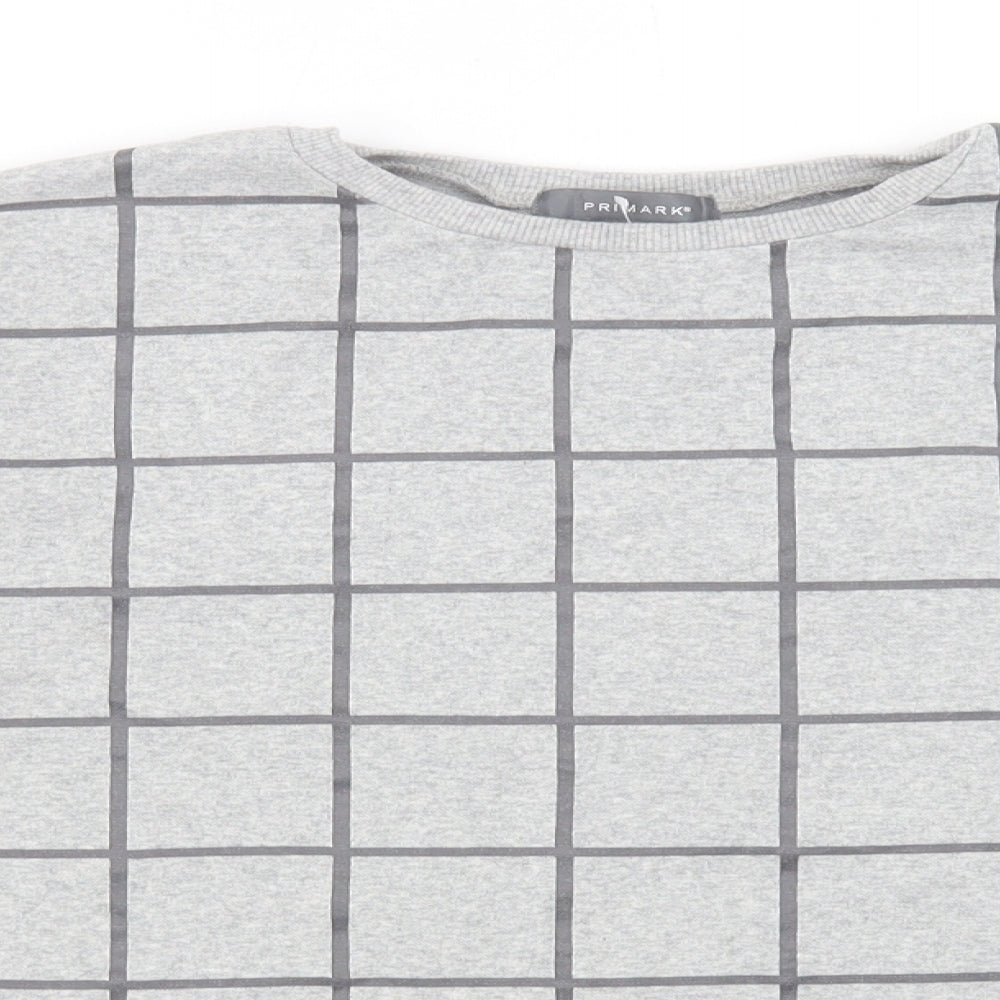 Primark Womens Grey Check Polyester Pullover Sweatshirt Size S Pullover - Size 10-12