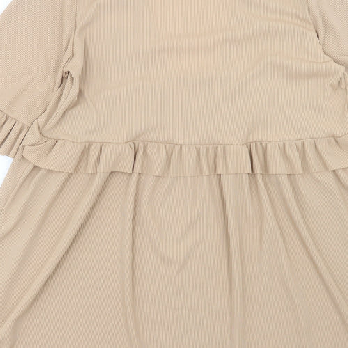 Boohoo Womens Beige Polyester A-Line Size 12 V-Neck Pullover