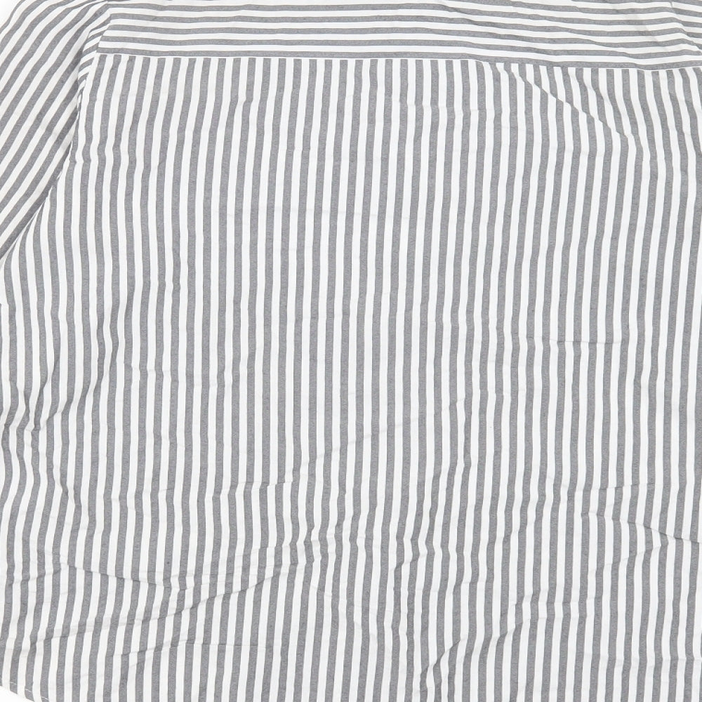 Zara Womens Grey Striped Polyester Basic Button-Up Size M Collared