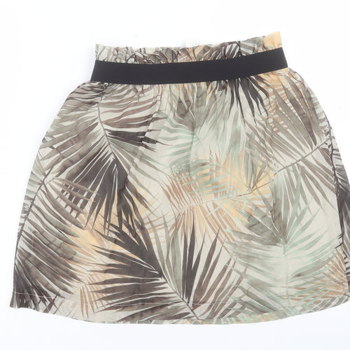 H&M Womens Green Geometric Polyester A-Line Skirt Size 10 - Leaf Print