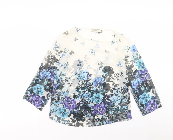 Dorothy Perkins Womens Multicoloured Floral Polyester Basic T-Shirt Size 10 Crew Neck
