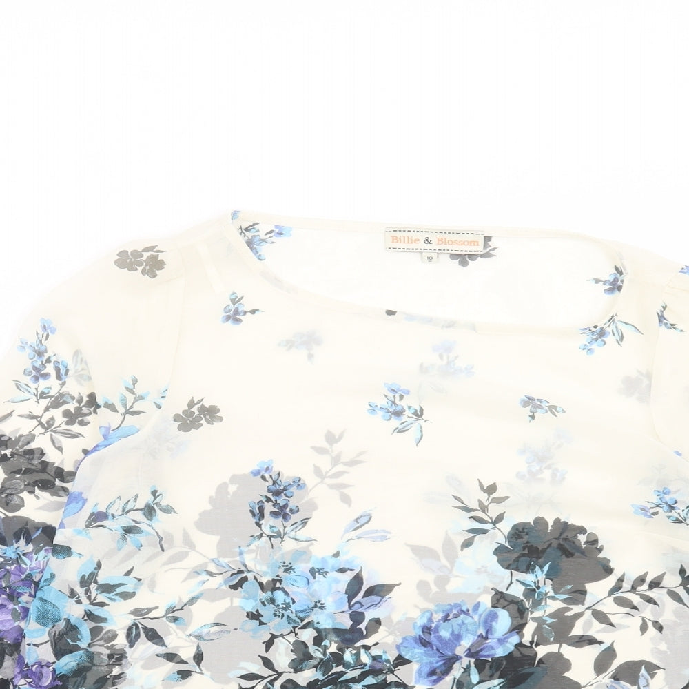 Dorothy Perkins Womens Multicoloured Floral Polyester Basic T-Shirt Size 10 Crew Neck