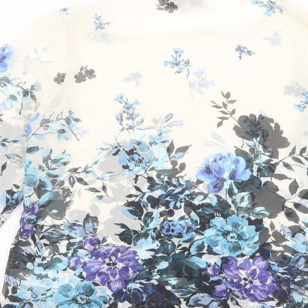 Dorothy Perkins Womens Multicoloured Floral Polyester Basic T-Shirt Size 10 Crew Neck