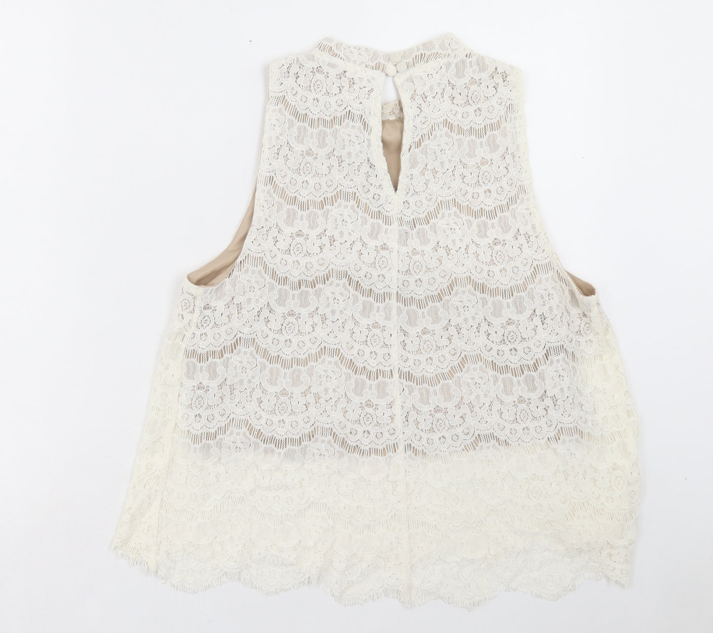 Love, Fire Womens White Viscose Basic Tank Size L Crew Neck