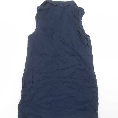 Mango Womens Blue Linen Sheath Size S V-Neck Pullover