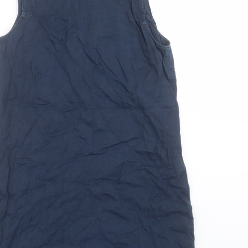 Mango Womens Blue Linen Sheath Size S V-Neck Pullover
