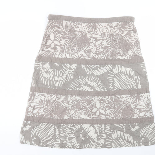 Maine Womens Brown Geometric Linen A-Line Skirt Size 16 Zip