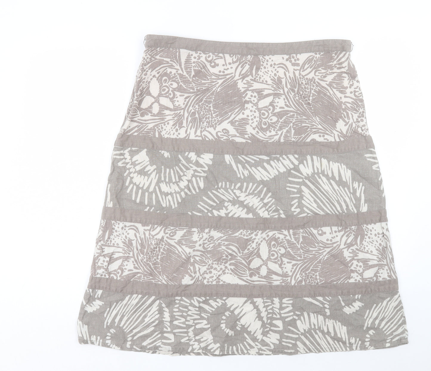 Maine Womens Brown Geometric Linen A-Line Skirt Size 16 Zip