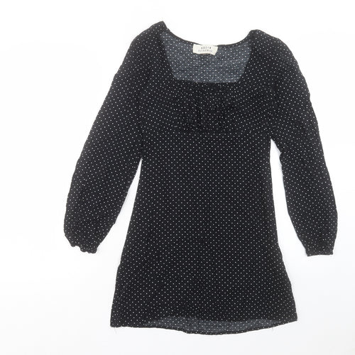 Urban renewal Womens Black Polka Dot Viscose A-Line Size XS Square Neck Zip