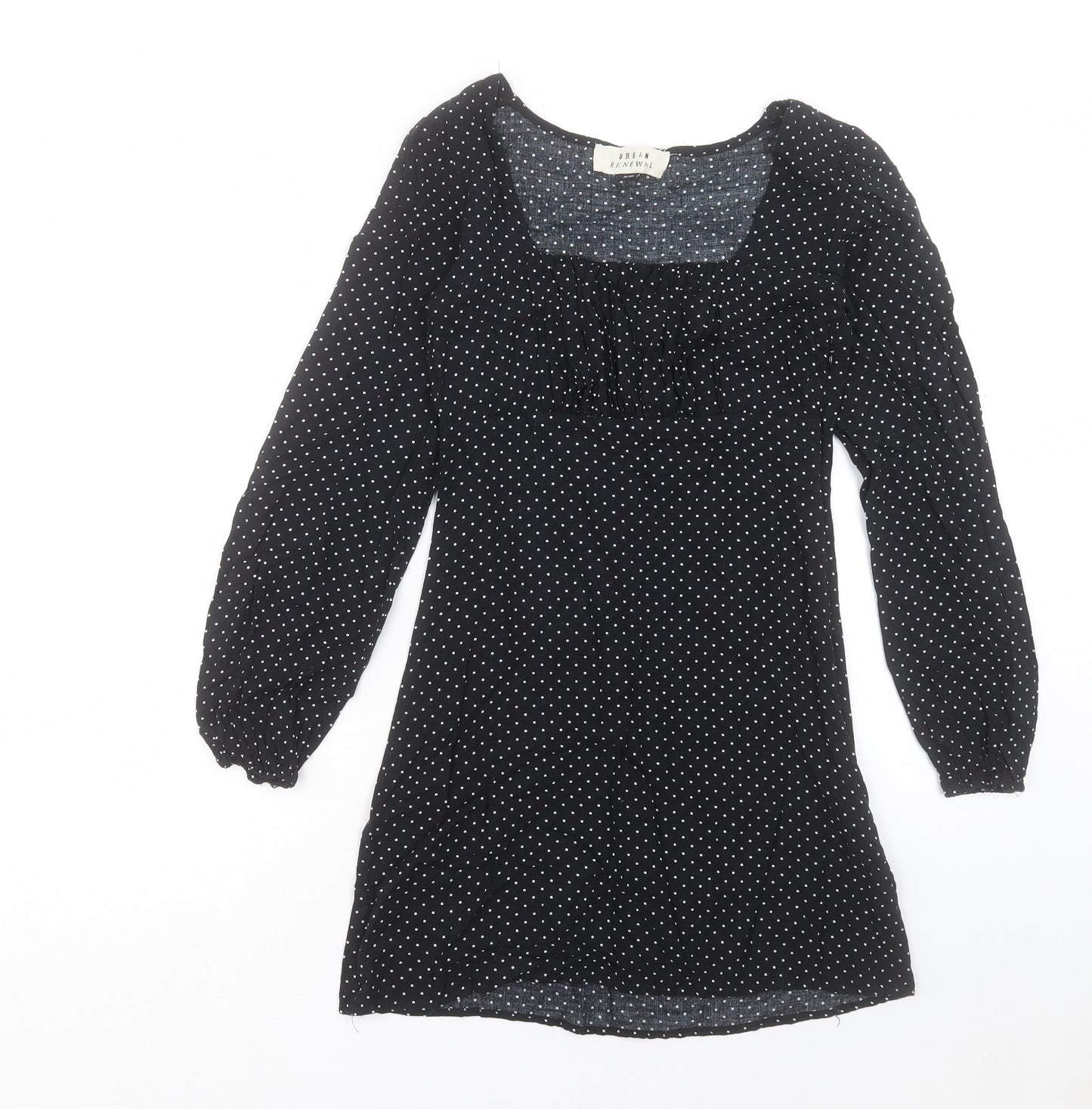 Urban renewal Womens Black Polka Dot Viscose A-Line Size XS Square Neck Zip