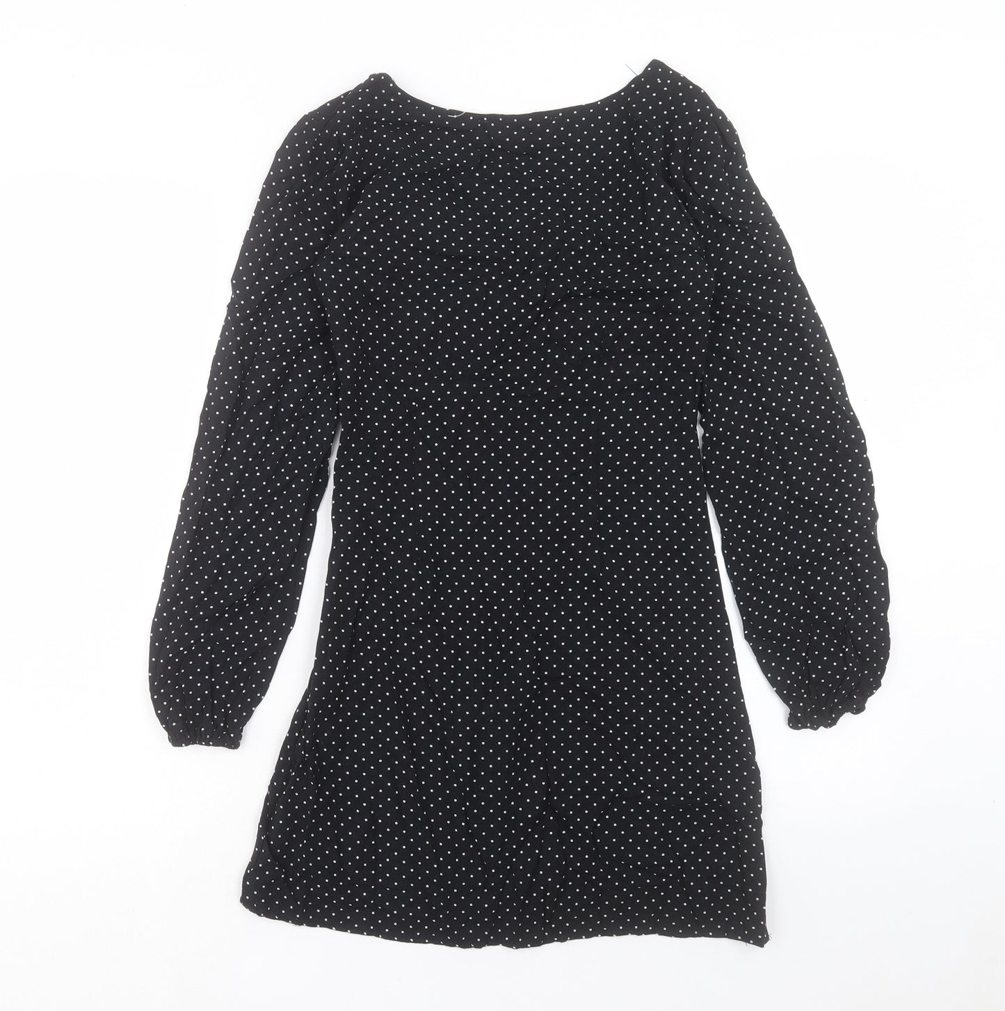 Urban renewal Womens Black Polka Dot Viscose A-Line Size XS Square Neck Zip
