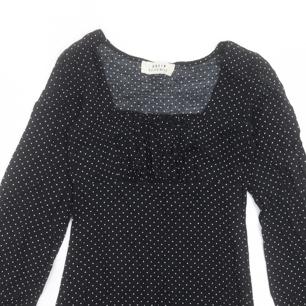 Urban renewal Womens Black Polka Dot Viscose A-Line Size XS Square Neck Zip