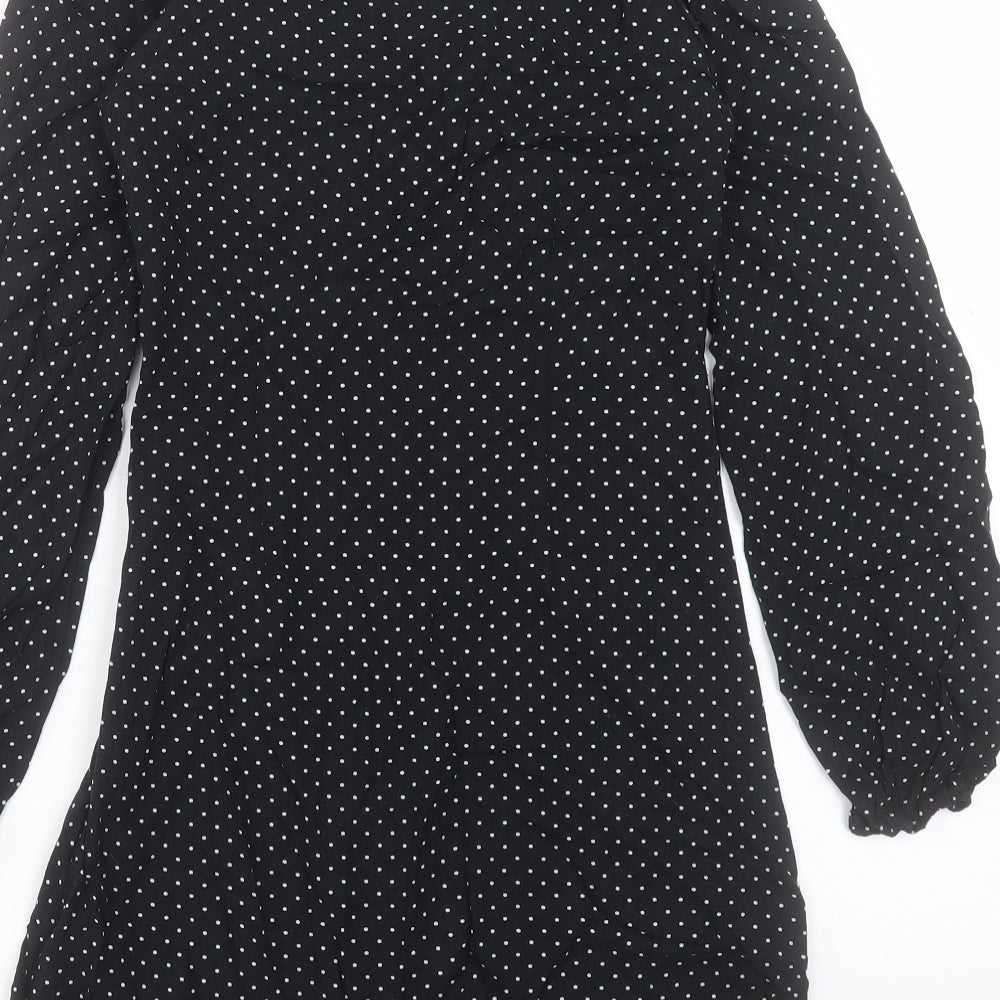 Urban renewal Womens Black Polka Dot Viscose A-Line Size XS Square Neck Zip