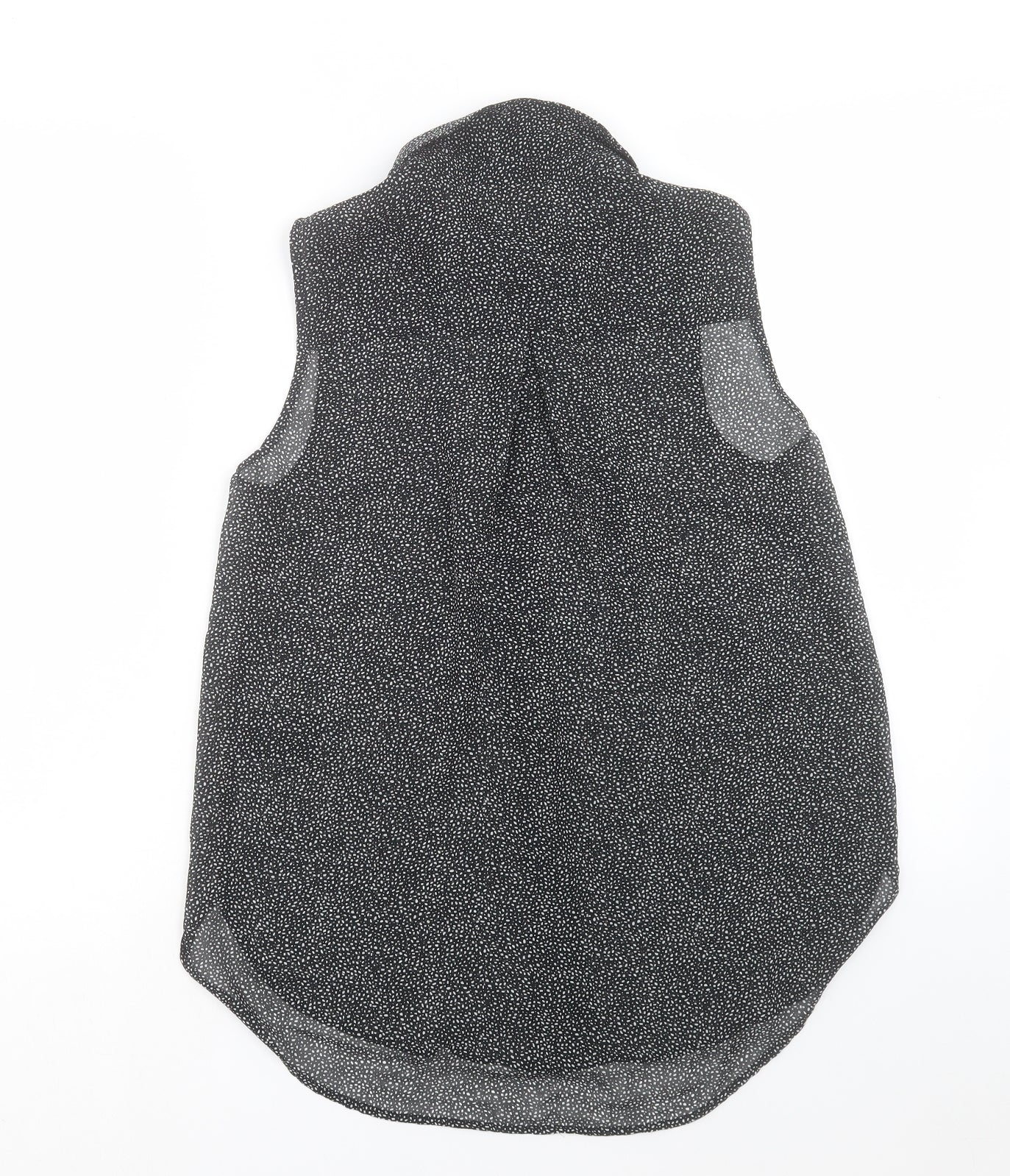 H&M Womens Black Geometric Polyester Basic Button-Up Size 6 Collared