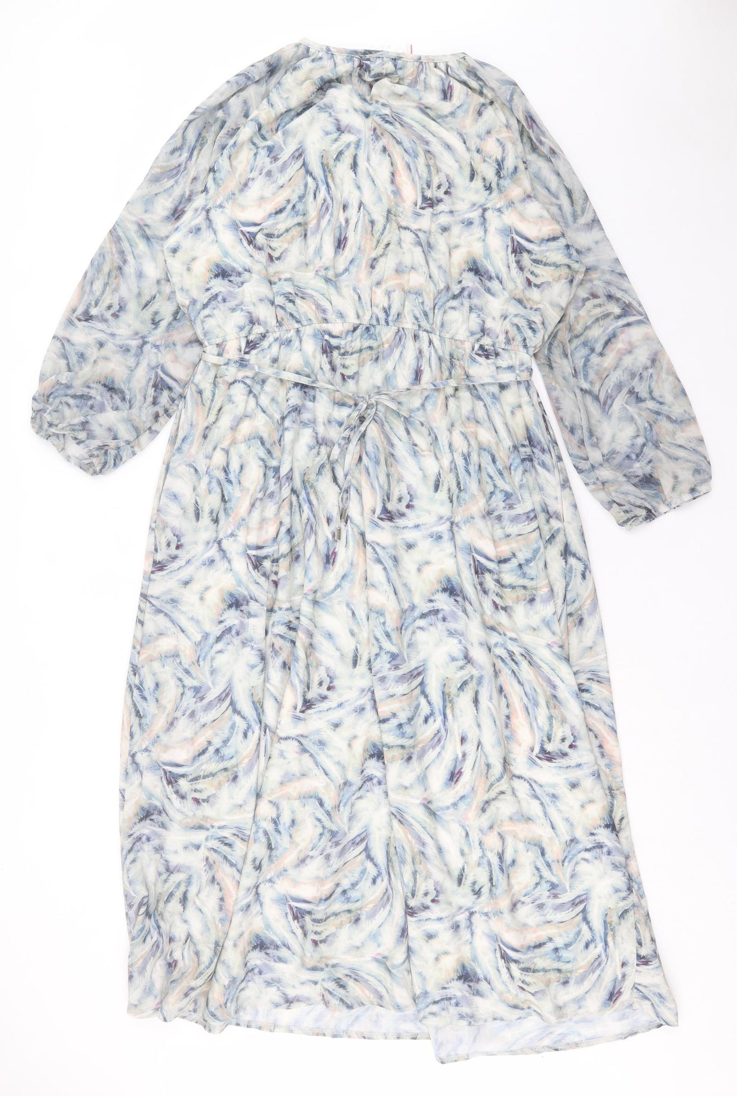 Kaliedoscope Womens Multicoloured Geometric Polyester A-Line Size 16 Crew Neck Button