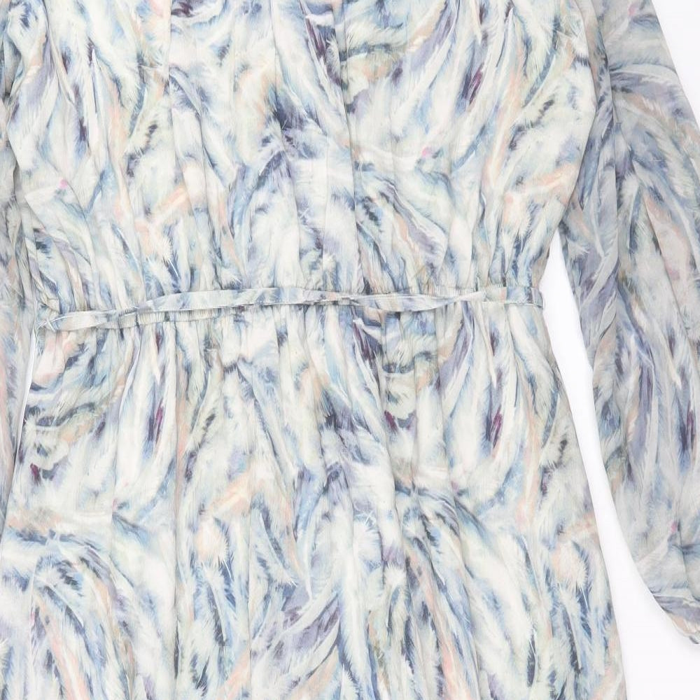 Kaliedoscope Womens Multicoloured Geometric Polyester A-Line Size 16 Crew Neck Button