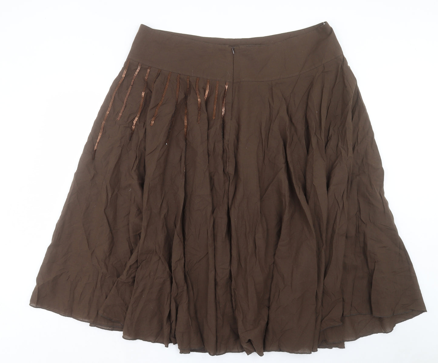 George Womens Brown Cotton A-Line Skirt Size 20 Zip