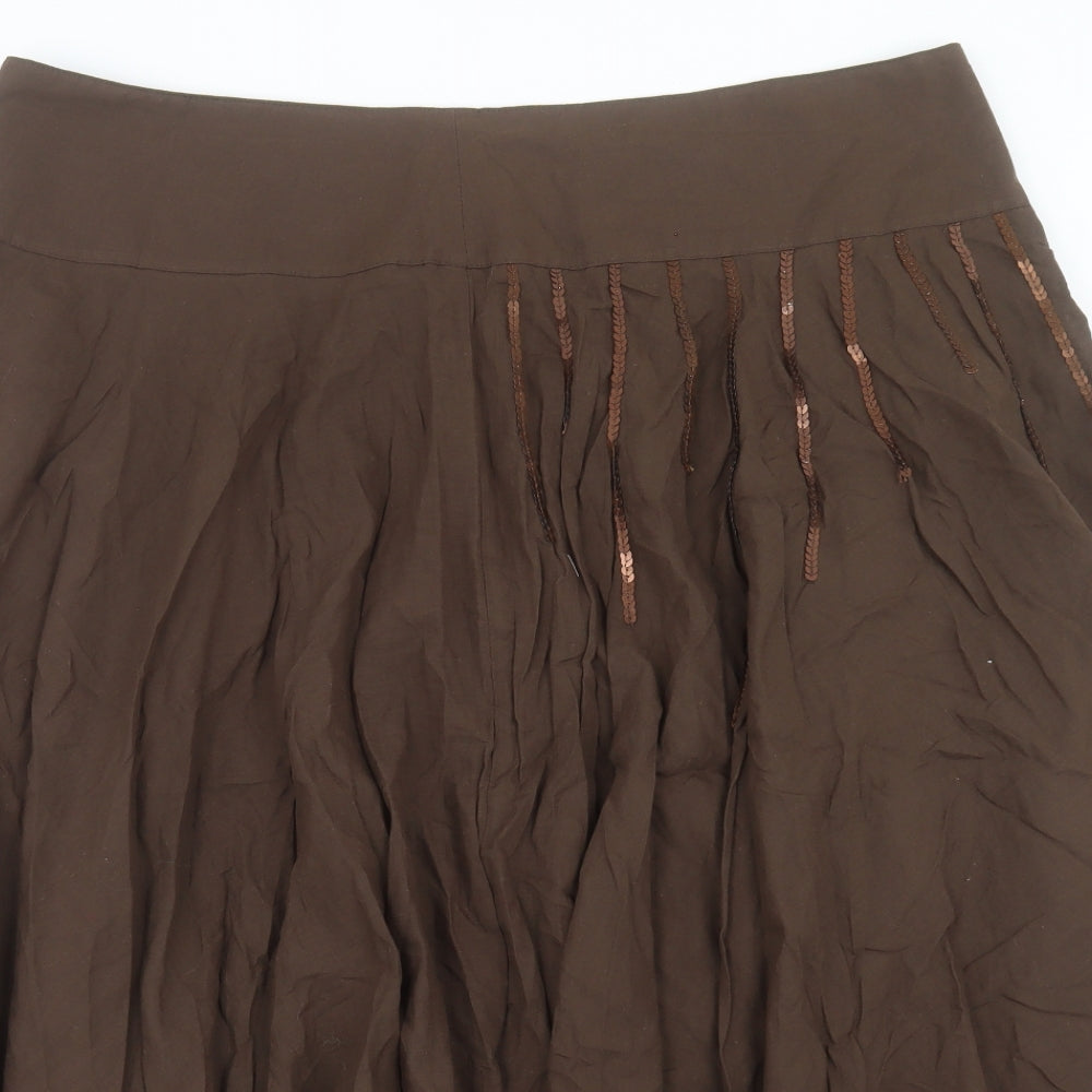George Womens Brown Cotton A-Line Skirt Size 20 Zip