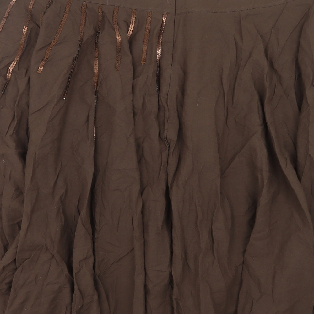 George Womens Brown Cotton A-Line Skirt Size 20 Zip