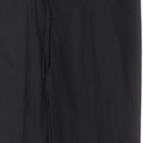 Marks and Spencer Mens Black Wool Trousers Size 38 in L33 in Regular Hook & Eye - Long Leg
