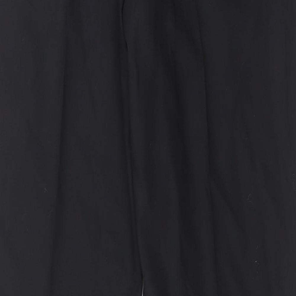 Marks and Spencer Mens Black Wool Trousers Size 38 in L33 in Regular Hook & Eye - Long Leg