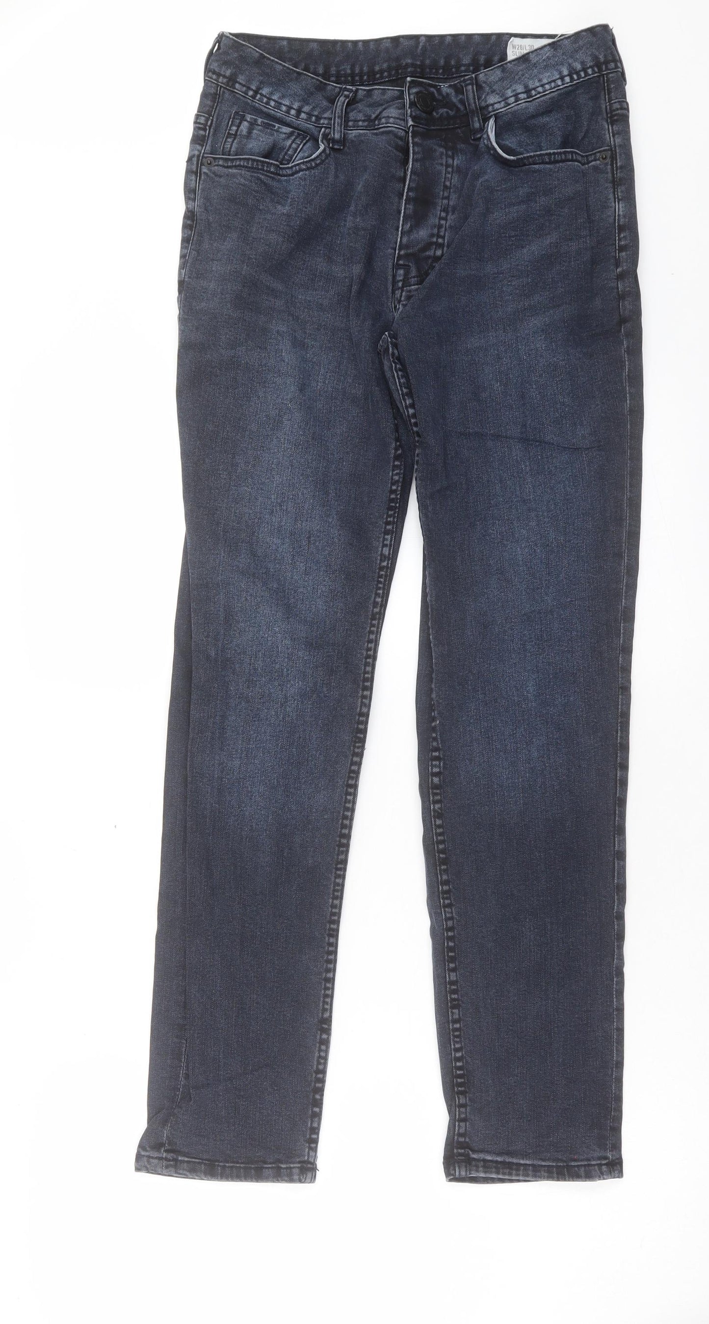 Denim & Co. Mens Blue Cotton Straight Jeans Size 28 in L30 in Slim Button