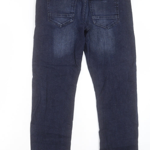 Kangeroo Poo Mens Blue Cotton Straight Jeans Size 30 in L28 in Regular Button - Short Leg