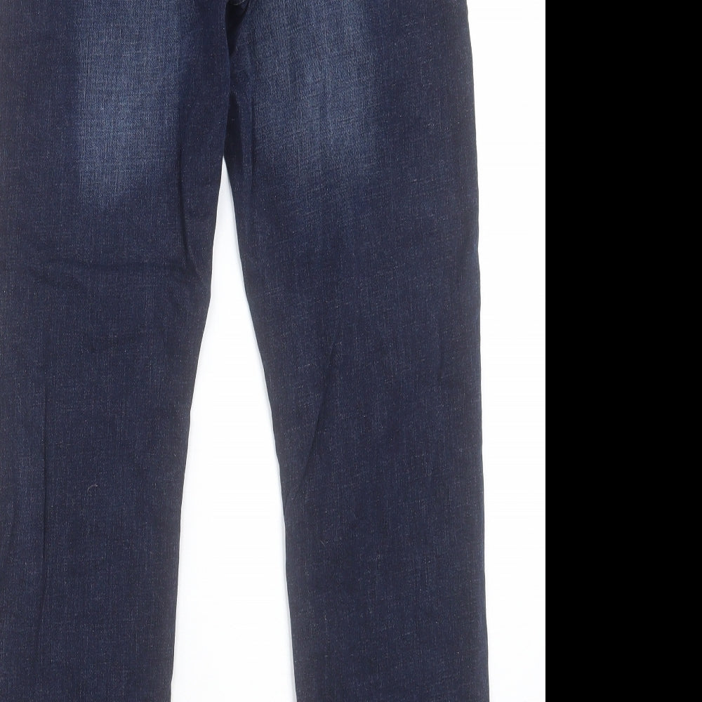 Kangeroo Poo Mens Blue Cotton Straight Jeans Size 30 in L28 in Regular Button - Short Leg