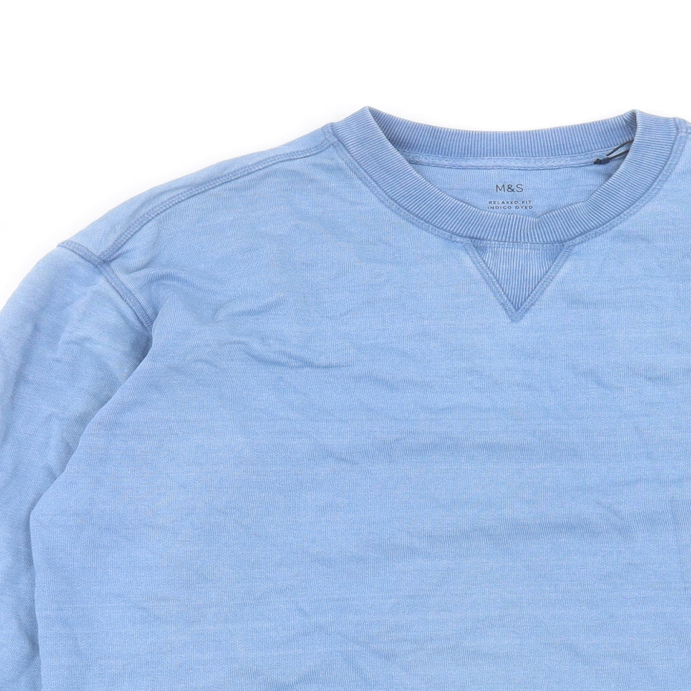 Marks and Spencer Mens Blue Cotton Pullover Sweatshirt Size M