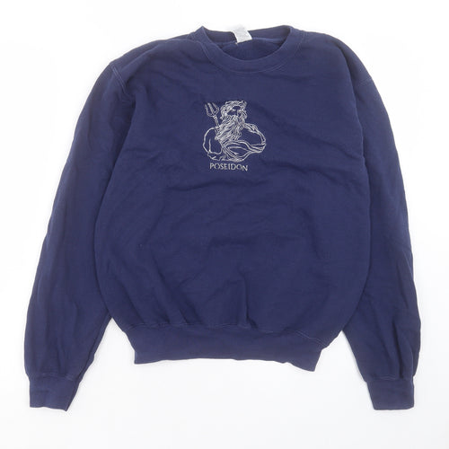 Fruit of the Loom Womens Blue Cotton Pullover Sweatshirt Size S Pullover