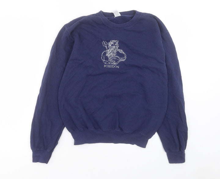 Fruit of the Loom Womens Blue Cotton Pullover Sweatshirt Size S Pullover