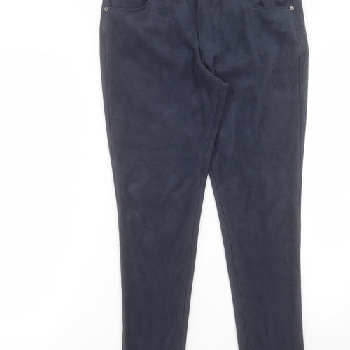 Marks and Spencer Womens Blue Polyester Trousers Size 10 L27 in Regular Button