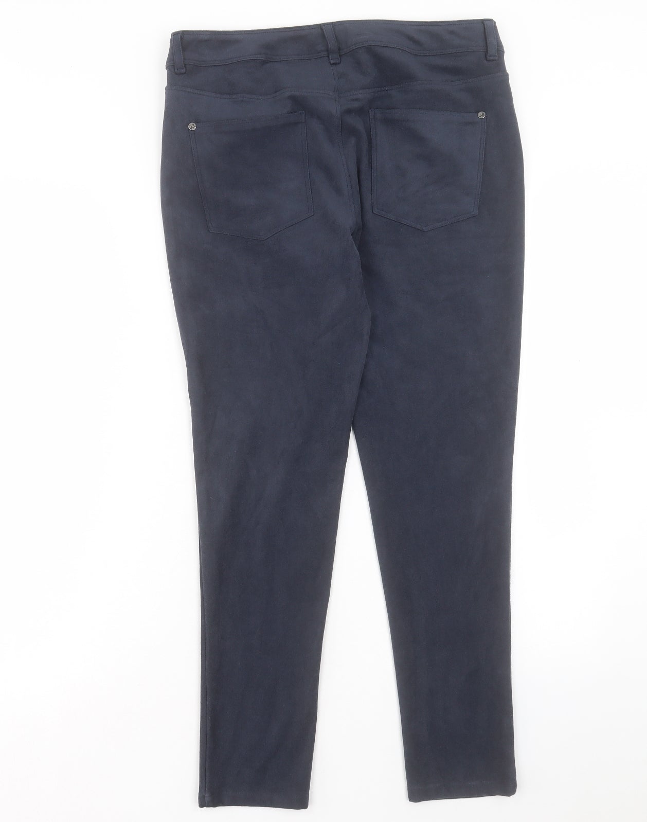 Marks and Spencer Womens Blue Polyester Trousers Size 10 L27 in Regular Button