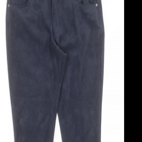 Marks and Spencer Womens Blue Polyester Trousers Size 10 L27 in Regular Button