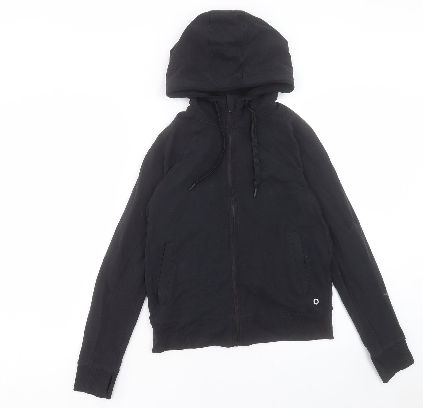 Marks and Spencer Womens Black Cotton Full Zip Hoodie Size 8 Zip